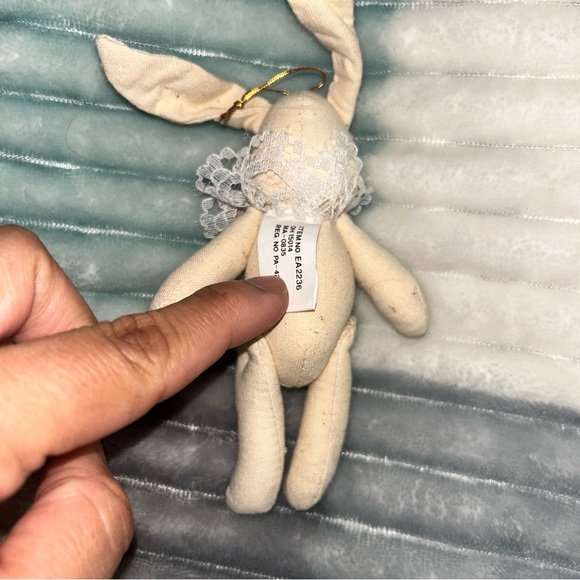 Easter Adorable Cream Bunny Plush with Pink Bow - Picture 3 of 3